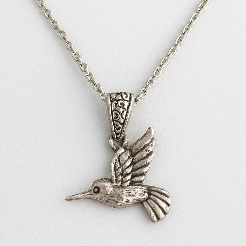 Vintage Collectible ATI Mexico 925 Sterling Silver Hummingbird Pendant Necklace